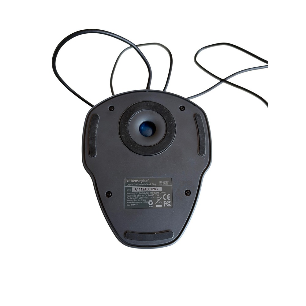 Kensington Orbit Trackball Mouse Black Blue M01047 K72337 Wired USB Scroll Ring - Picture 4 of 4